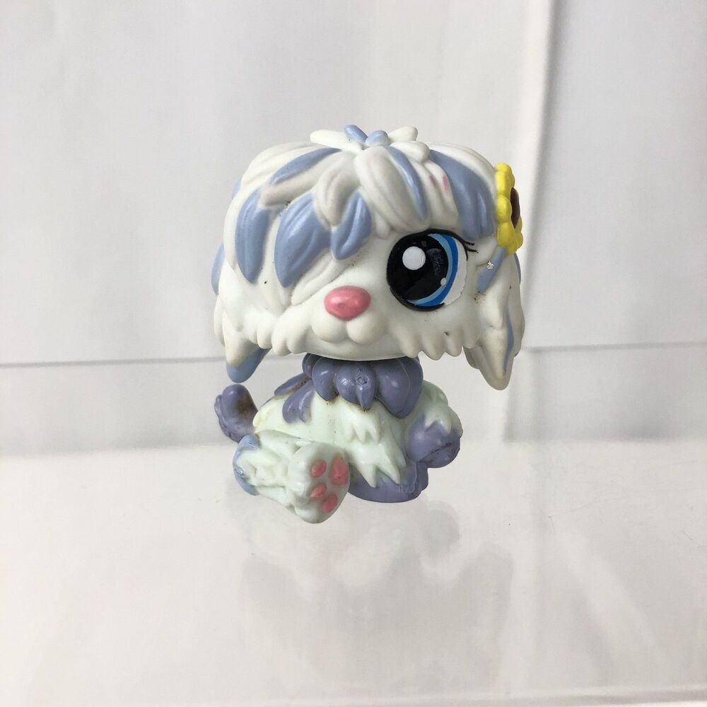 SHEEPDOG DOG  Littlest Pet Shop Bobblehead Hasbro LPS One Blue Eye Yellow Flower